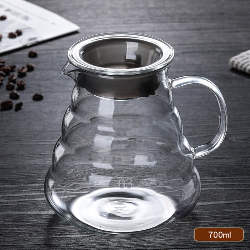 Cafetera de vidrio de 700ml/500ml/300ml, tetera reutilizable con filtro transparente cafetera italiana artículos para café cafetera expreso jarra leche tetera cafetera camping bote cafe jarra cafe cocina: 700ml large pot
