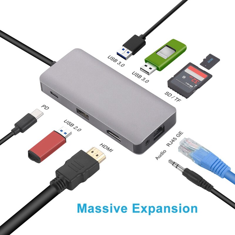 Type-C Hub Docking Station 9-In-1 Multi-Function HUB HDMI Converter