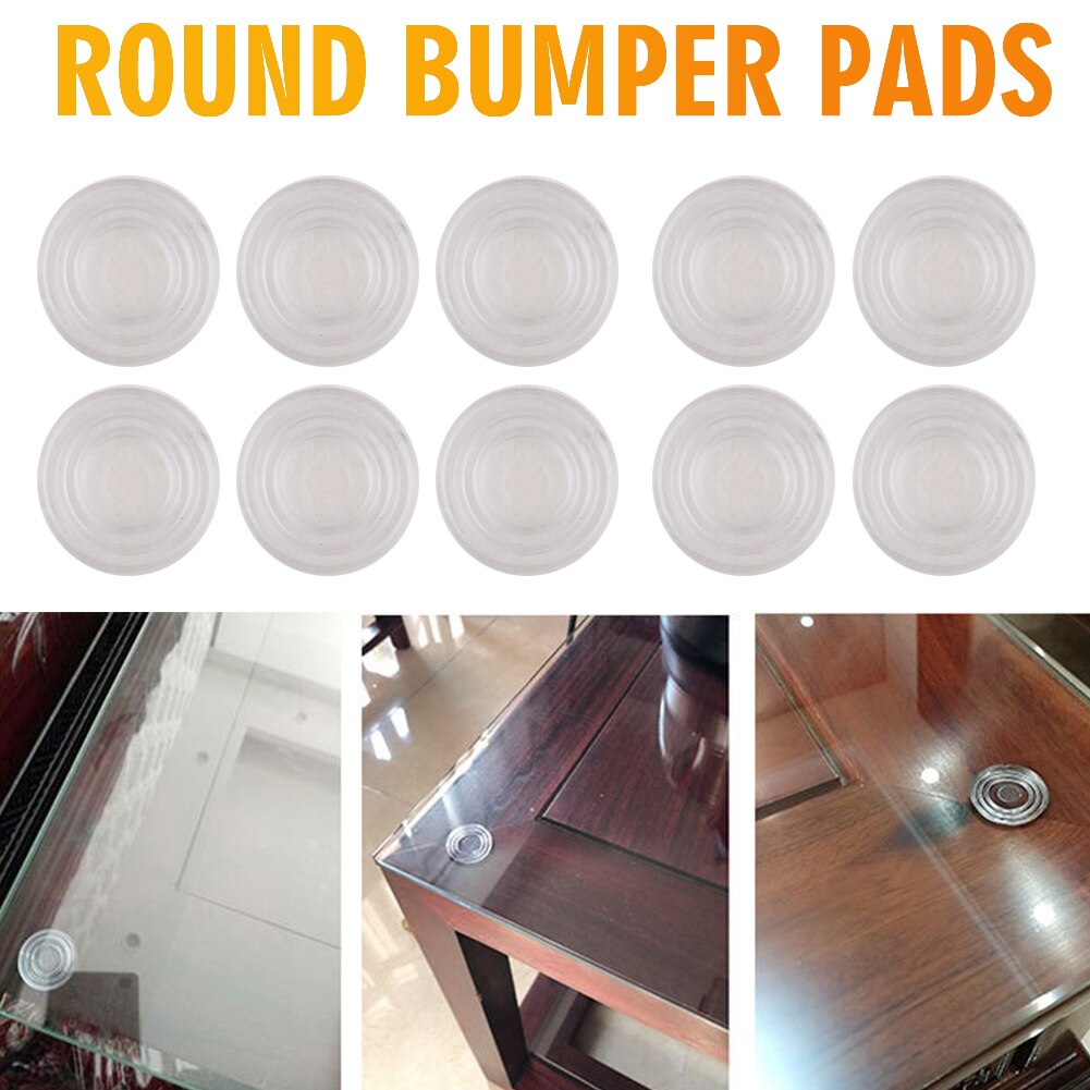 50pcs Round Small Clear Glass Table Top Bumpers Anti Slip Threaded Easy Use Accessories Soft Home Hardware Furniture Pads