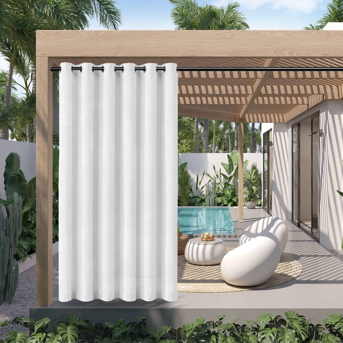 1 szt., wodoodporna zasłona Polyster na zewnątrz, odporna na warunki atmosferyczne kurtyna górna na ganek, pergola, Cabana, dekoracja patio