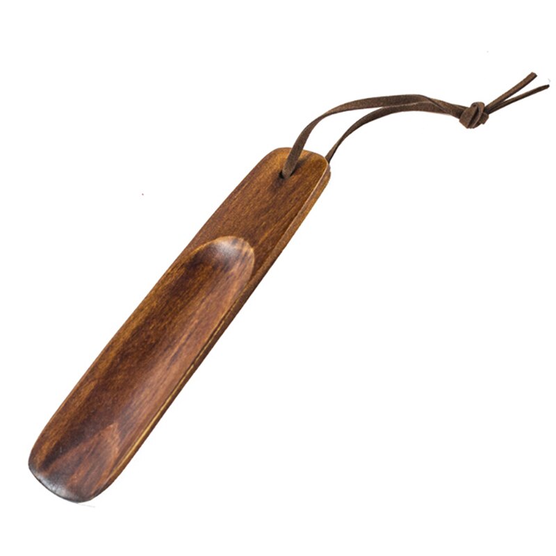 Long 25cm 40cm 54cm Craft Wooden Shoe Horn Dutch Wood Handle Shoehorn Lifter with Hanging Rope for Shoes Accessorie Horns: 15.5cm