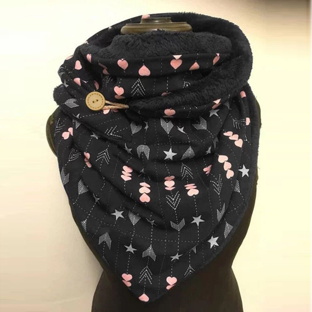 Femmes hiver impression foulards Vintage impression florale bouton Wrap décontracté écharpe Poncho tête plus bouche couverture # T2