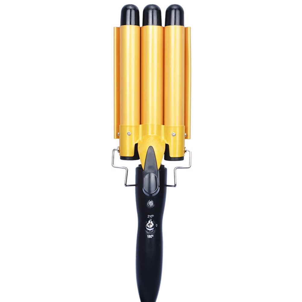 3 Barrel Curling Iron Wand Tourmaline Triple Barrels Hair Waver Hair Crimper Create Natural Curls & Universal Conversion Plug: Gold