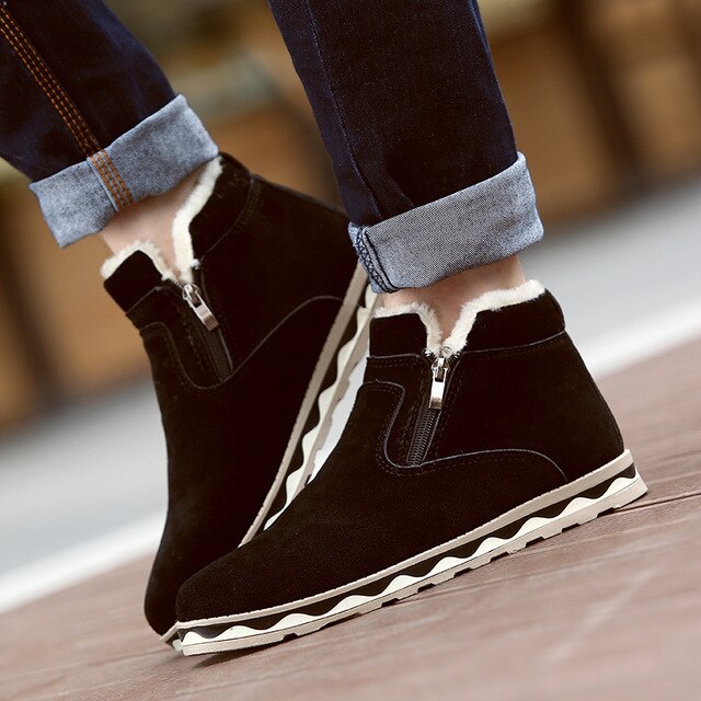 thermische antislip comfort laarzen, heren casual zip-keten mannen schoenen, studenten plus katoenen schoenen
