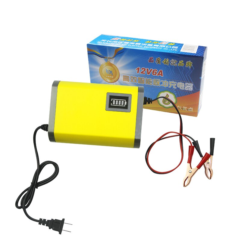 Intelligente Led Auto Motorfiets Acculader 12V Lader 6A Elektrische Auto Lader Ingangsspanning 220V Uitgangsspanning 12V