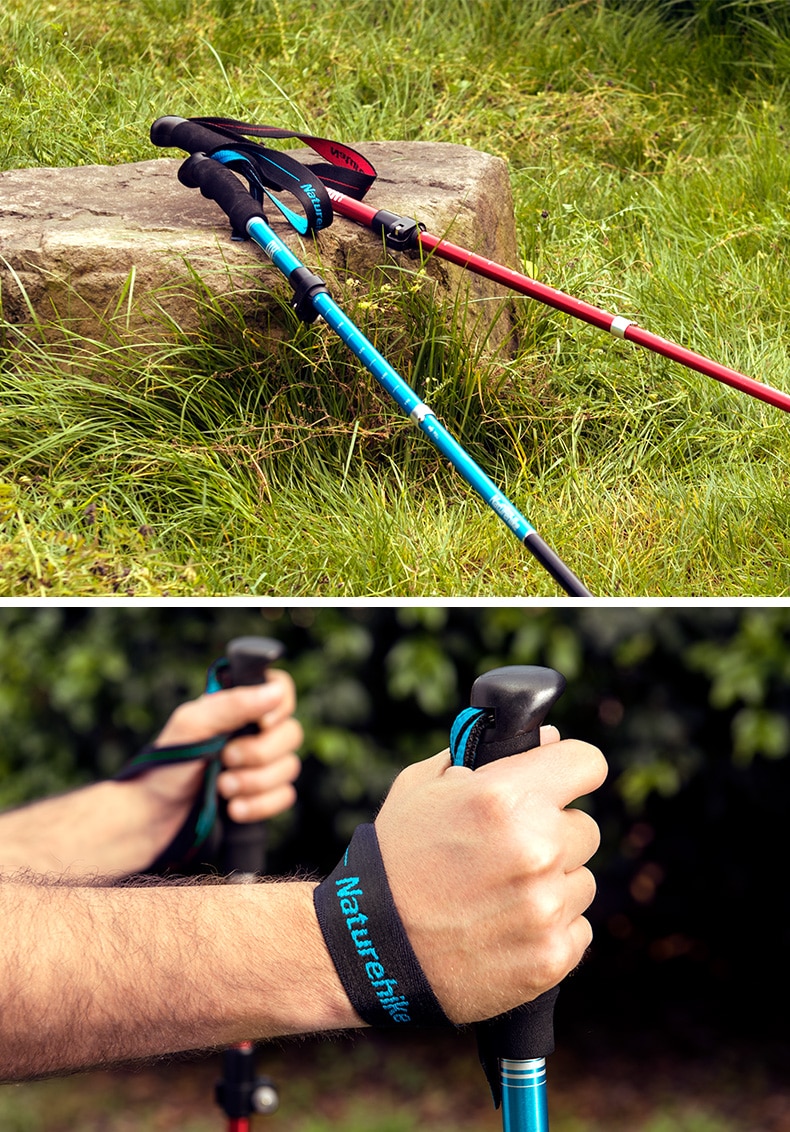 Outdoor Ultra-Light Trekking Hiking Pole Folding Trekking Pole Running Walking Sticks 7075 Aluminum Alloy Pole