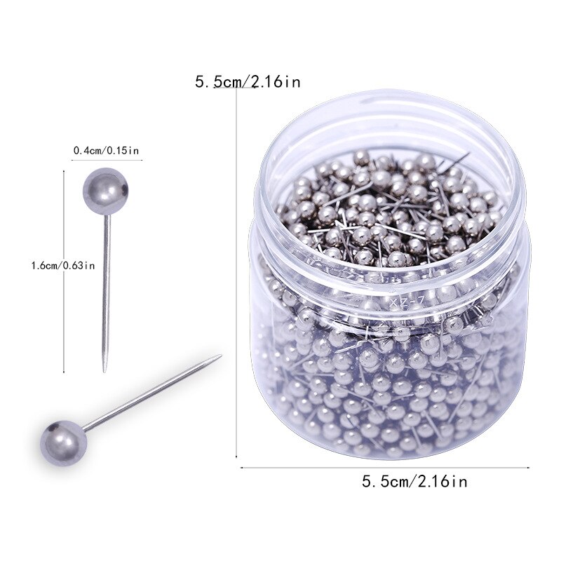 1000PCS 4MM Map Tacks Push Pins with Gold Round Head Steel Point for Bulletin Board Fabric Marking Push Pins with Box