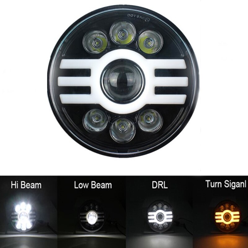 Motorcycle 7 inch LED Headlight for Harley Touring Ultra Classic Electra Street Glide Road King Yamaha Motorcycle Headlamp: Type M