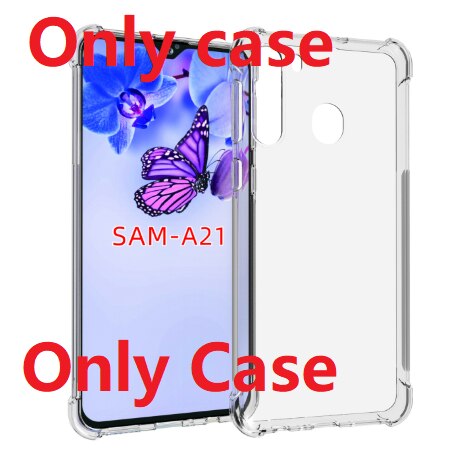 Für Samsung Galaxis A21 fallen + Gehärtetem Glas transparent Weiche Gel Haut Klar Samsung Galaxis A21s Silizium Abdeckung: nur Case / Galaxy A21