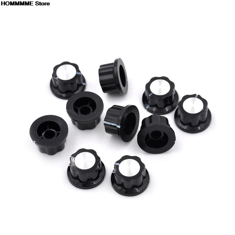 Bouton de potentiomètre à capuchon rotatif, 10 pièces/paquet, MF-A01 A01, potentiomètre en bakélite, matériau plastique métal noir