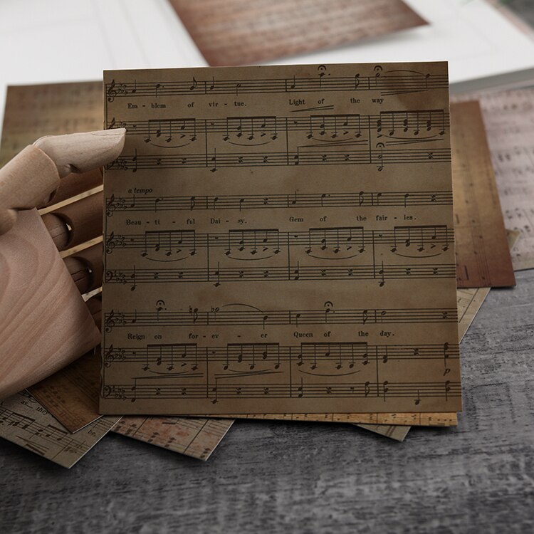 Papel de fondo de Material musical Vintage, planificador diario, papel decorativo para manualidades, bricolaje, 12 Uds.