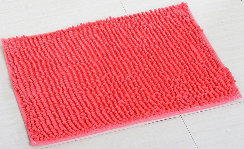 40*60 CM tapis de salle de bain Chenille tapis de bain antidérapants tapis de sol en microfibre absorbant l'eau rapide: OrangeRed
