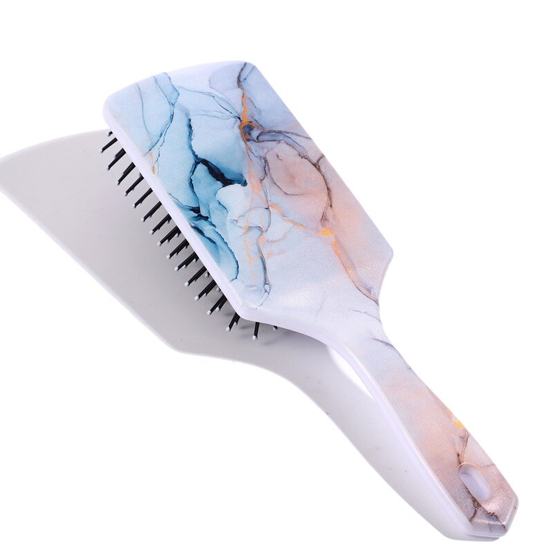 Mármol peine del pelo cepillo de cabello para salón de belleza peluquería recto rizado pelo peine paleta de masajes cepillo chica desenredar cepillo de pelo: D