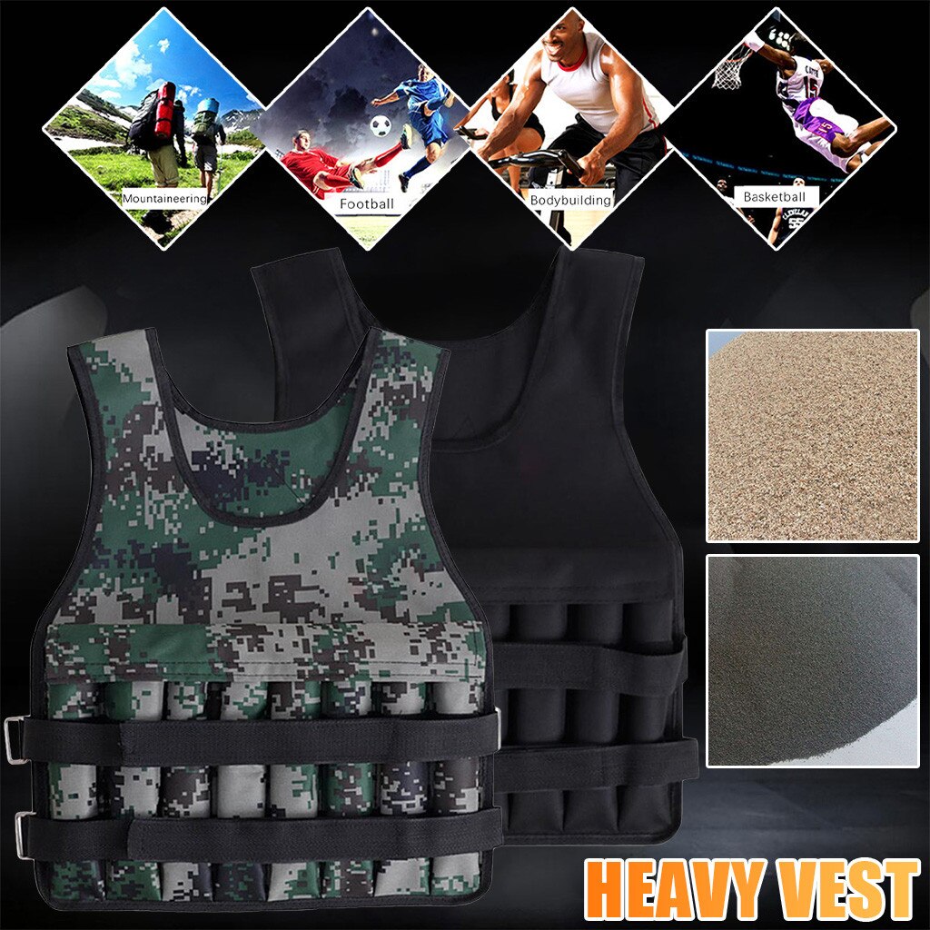 20KG Loading Weight Vest For Boxing Weight Training Workout Fitness Gym Equipment Adjustable Waistcoat Jacket Sand Clothing
