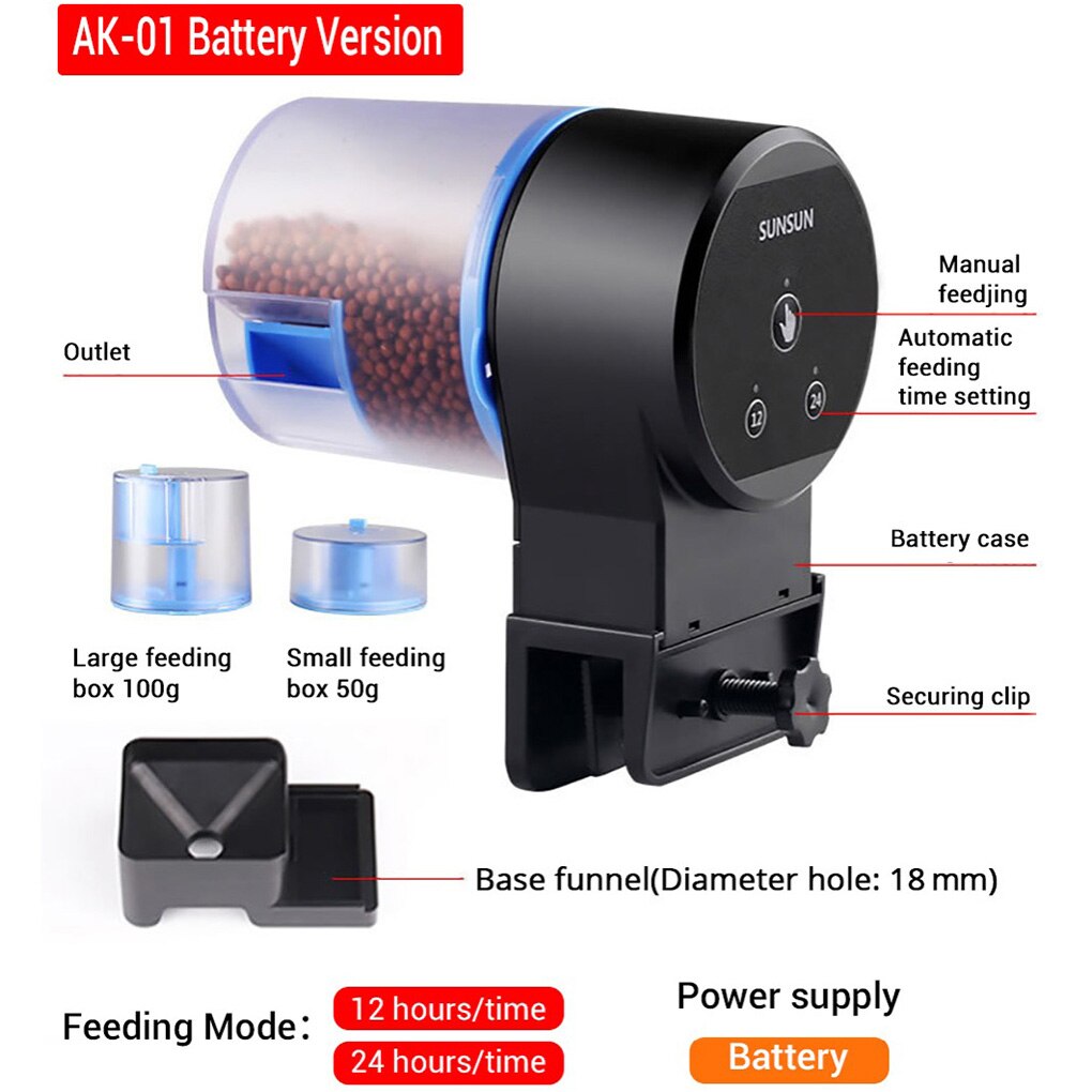 AK-01S Automatic Aquarium Fish Feeder Electronic Food Feeding Device Auto Household Smart Timing Food Dispenser