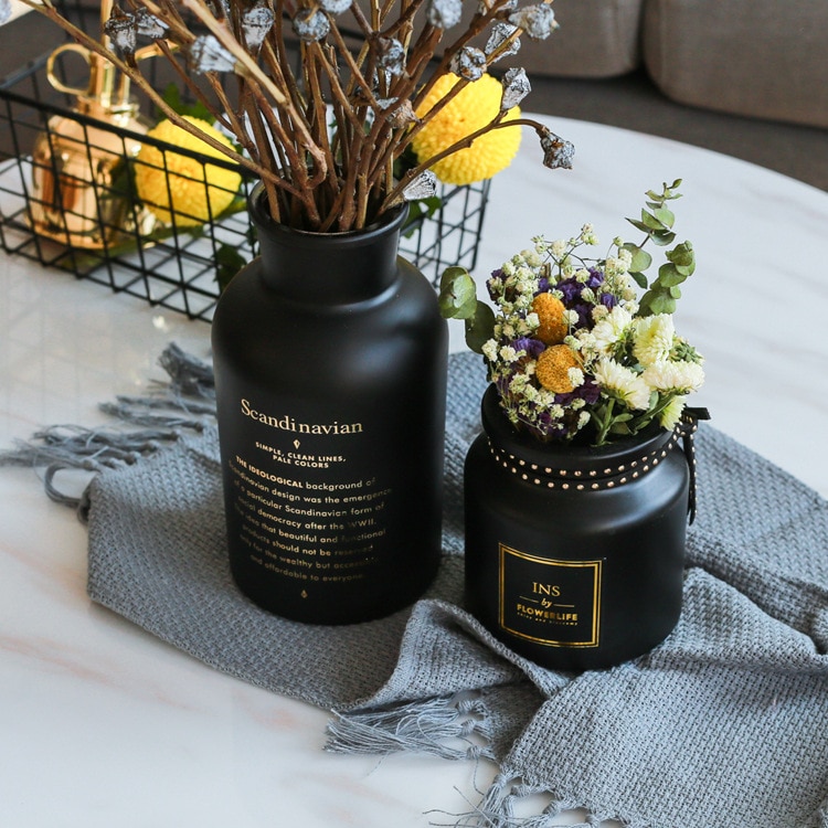 Bronzing vase pampas tørkede blomster kanin hale gress svart hvit reagens flaske vase fabrikk