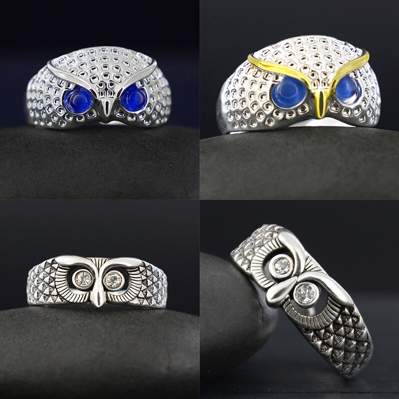 Anillo Vintage con de búho y águila para hombre y mujer, sortija ajustable, estilo Retro antiguo, Animal de amor de EE. UU., para mujer