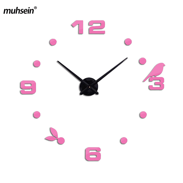 Grande horloge murale 3d auto-adhésive | Horloge numérique murale de grande taille, Style moderne comme d'anniversaire, ,: pink / 47inch
