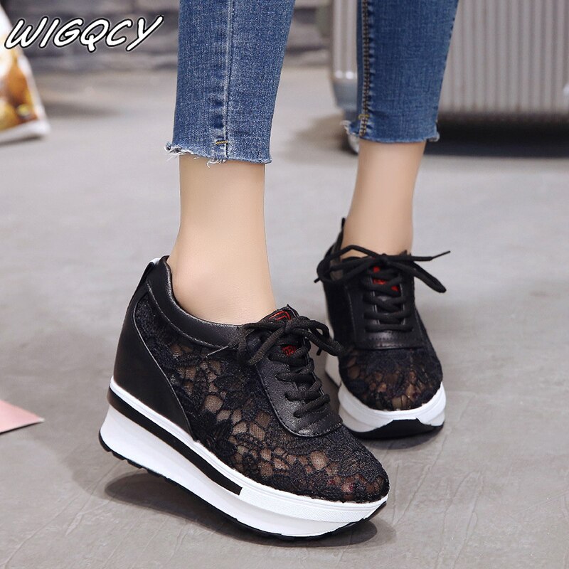Rea sommar spets andas sneakers dam skor bekväma casual kvinna plattform wedge skor