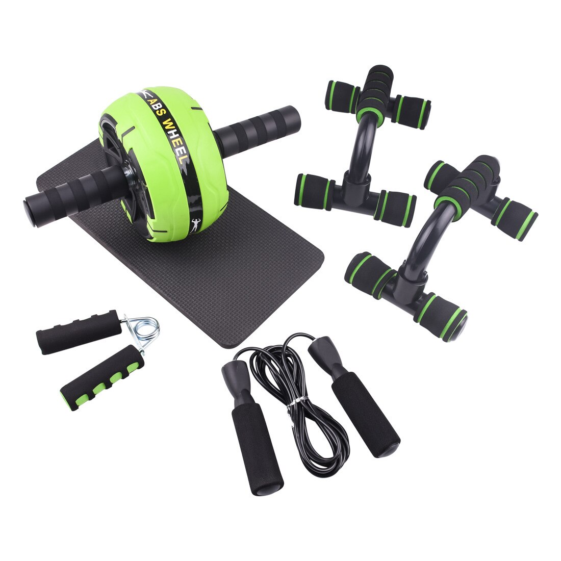 Green Abdominal Muscle Wheel Combination Set Men and Women Home Thin Waist Exercise Abdominal Muscle Fitness Equipment: Gray
