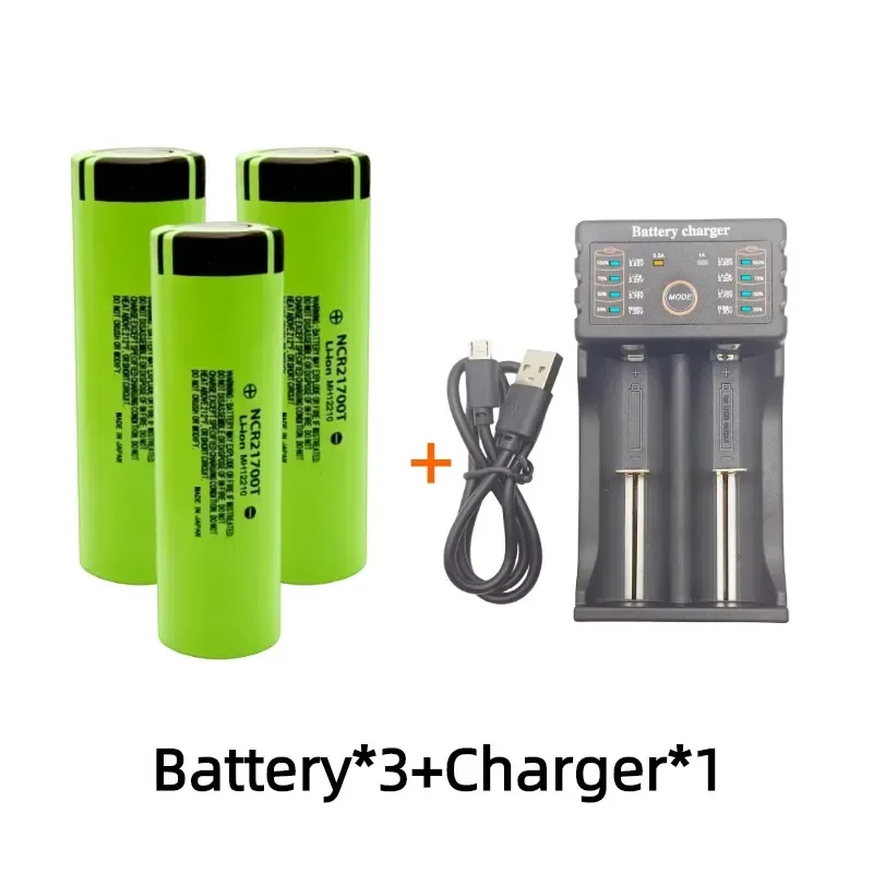 21700 Battery Rechargeable Battery 3.7V 4800mAh 50A Power Li-ion High Discharge Batteries for Electrical Tools+charger: Beige