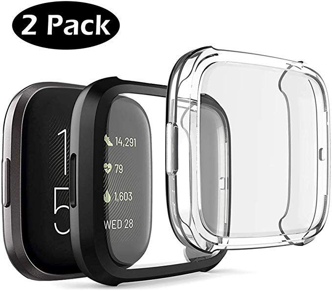 2pack Soft Tpu Case for Fitbit Versa 2 versa Band Waterproof Watch Shell Cover Screen Protector for Fitbit Versa 2: 10