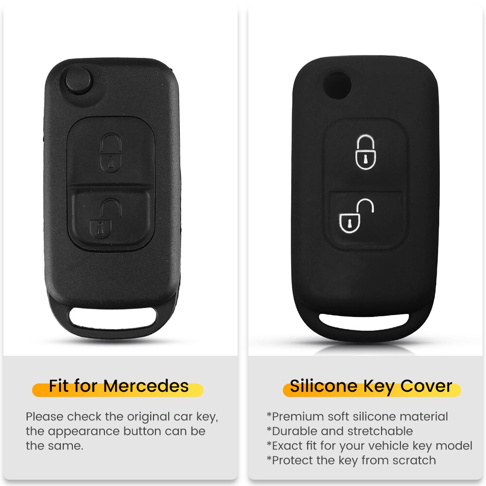Keyyou flip siliconen sleutelhoesje voor mercedes benz  e113 a ces  w168 w202 w203 two 2- knoppen auto-accessoires