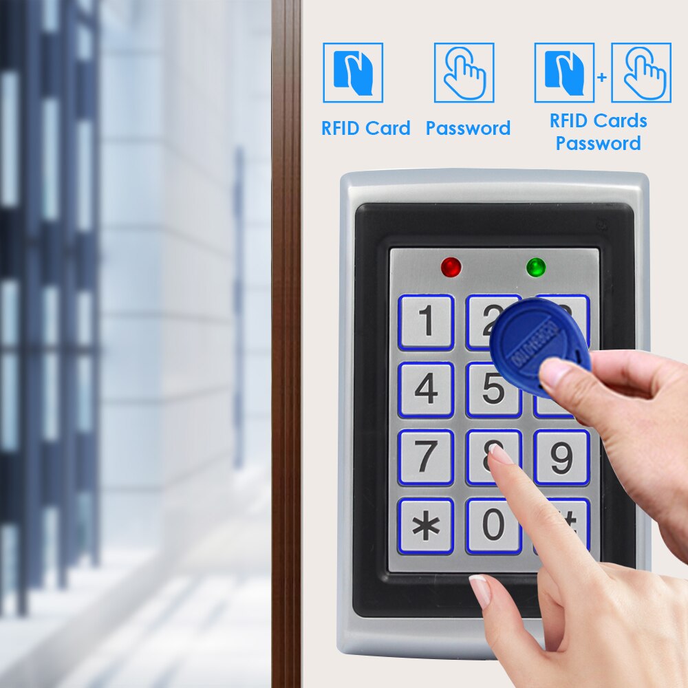 Metal RFID Access Control EM ID Card Reader Keypad 2000 Users 125KHz Door Opener KeyBoard Key Fobs With Wiegand 26 Output