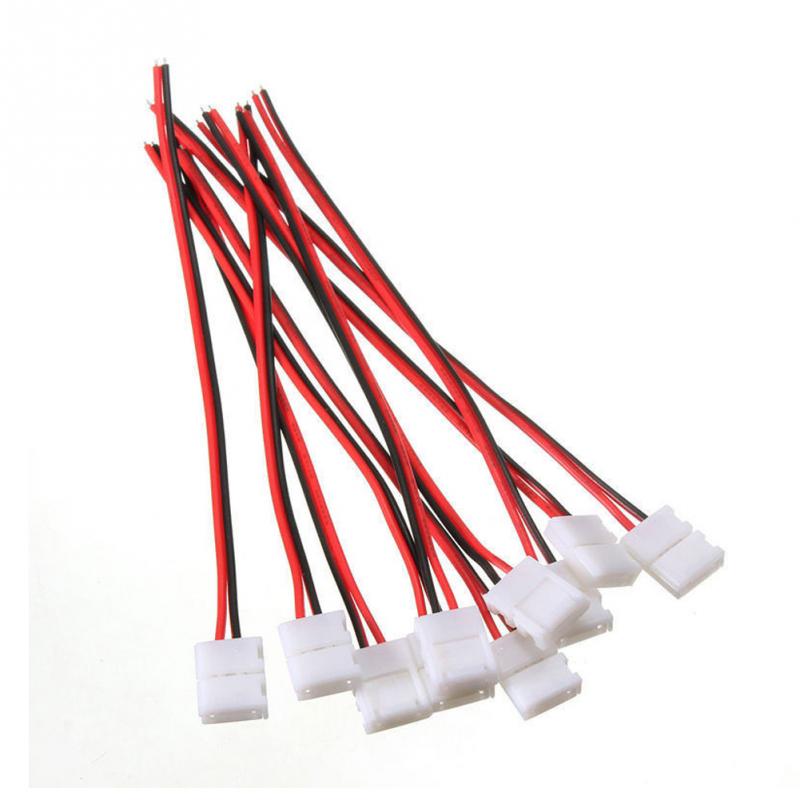 Tira de luces LED con Clip de empalme, 10 piezas, 2 pines, 8mm, 10mm, para SMD 3528, 5050, 5630, Conector de barra de luces