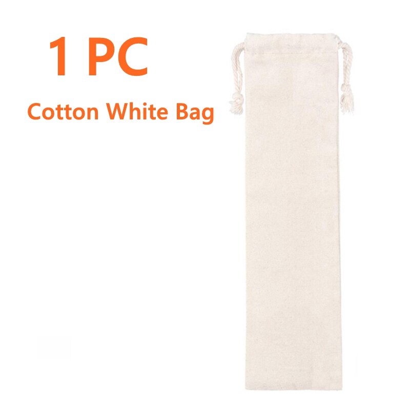 6*215Mm 10 Kleuren Milieuvriendelijke Herbruikbare Metalen Rietjes Set 304 Rvs Rietje Cocktail Party Favor Bar accessoire: 1PC White Bag