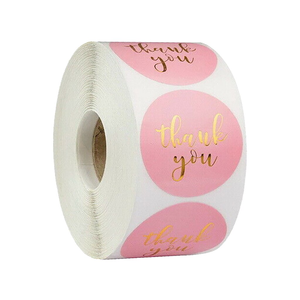 Roze Label Stickers Folie Dank U Stickers 1 ''500P... Grandado