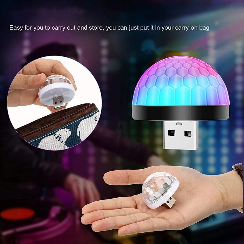USB Ambient Light DJ RGB Mini Colorful Music Sound Led Apple USB Interface Party Atmosphere Interior Dome Trunk Lamp