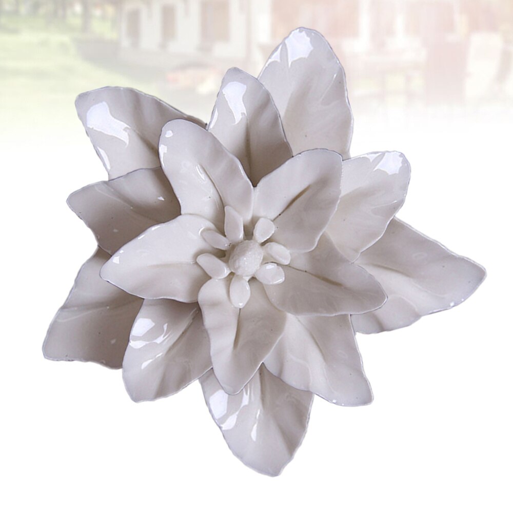 Fleur d'art en céramique murale suspendue, décor artisanal stéréoscopique artificiel pivoine de Luoyang pour salon: White 5