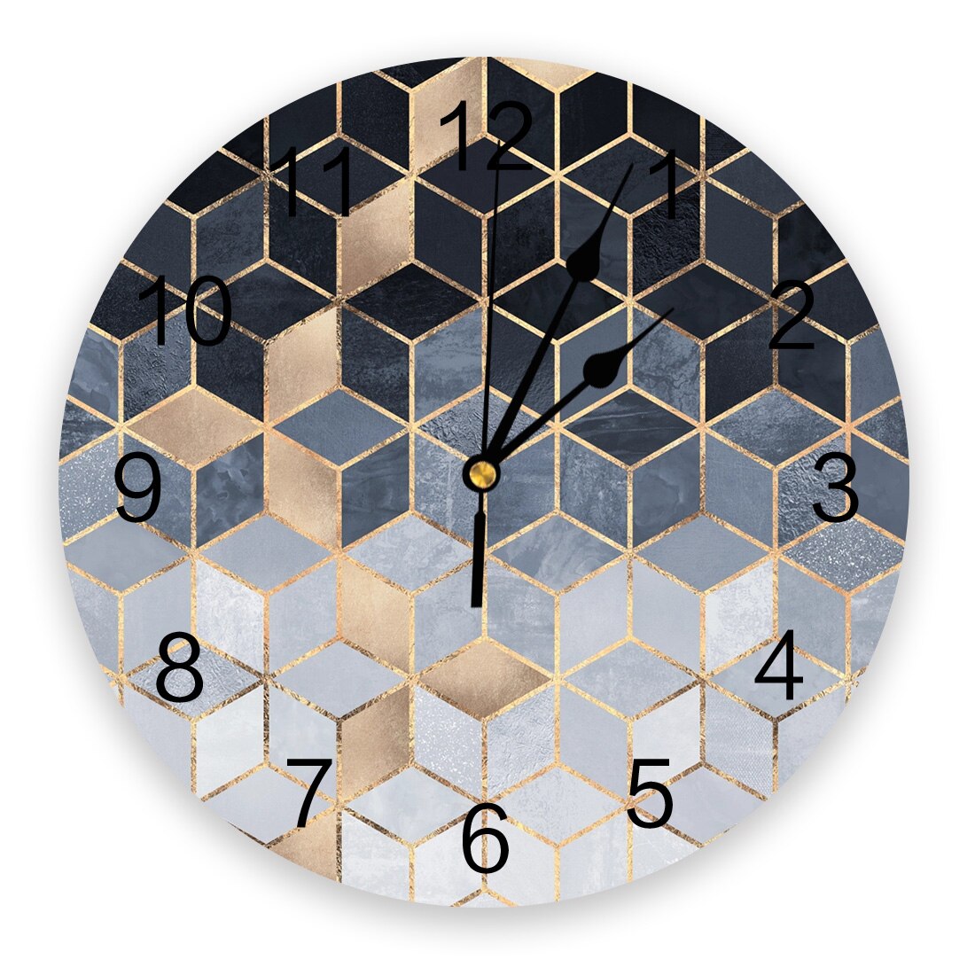 Soft Blue Gradient Cubes Wall Clock Home Decor Bedroom Silent Oclock Watch Wall for Kitchen Living Room Wall Digital Clock