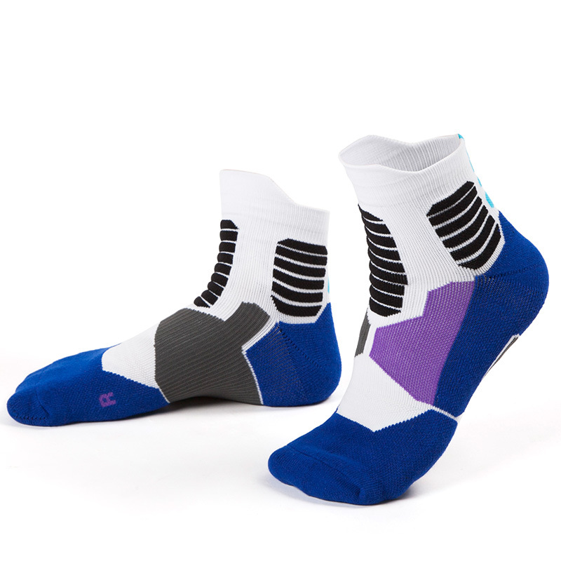 Professionele Mannen Sport Running Sokken Zweet Dikke Handdoek Bodem Wandelen Basketbal Outdoor Gym Fitness Sport Compressie Sokken: White