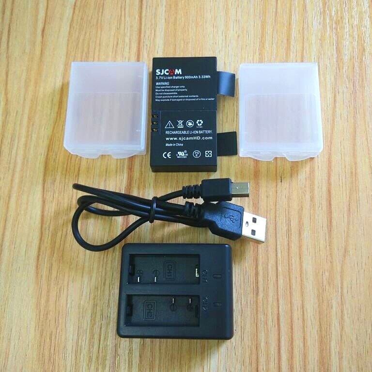 Sjcam originalt tilbehør 1350/900 mah lader li-ion batteri til  m10 sj4000 sj5000x soocoo  s100 c30 eken  h3 h9 h8 handling kamera: B kombinasjon