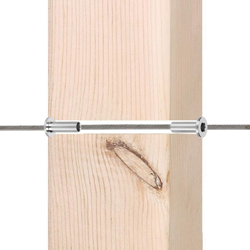 50Pcs 316 Stainless Steel Protector Sleeves for 1/4Inch Cable Railing, for Wood Posts, Straight Wood Post Protector