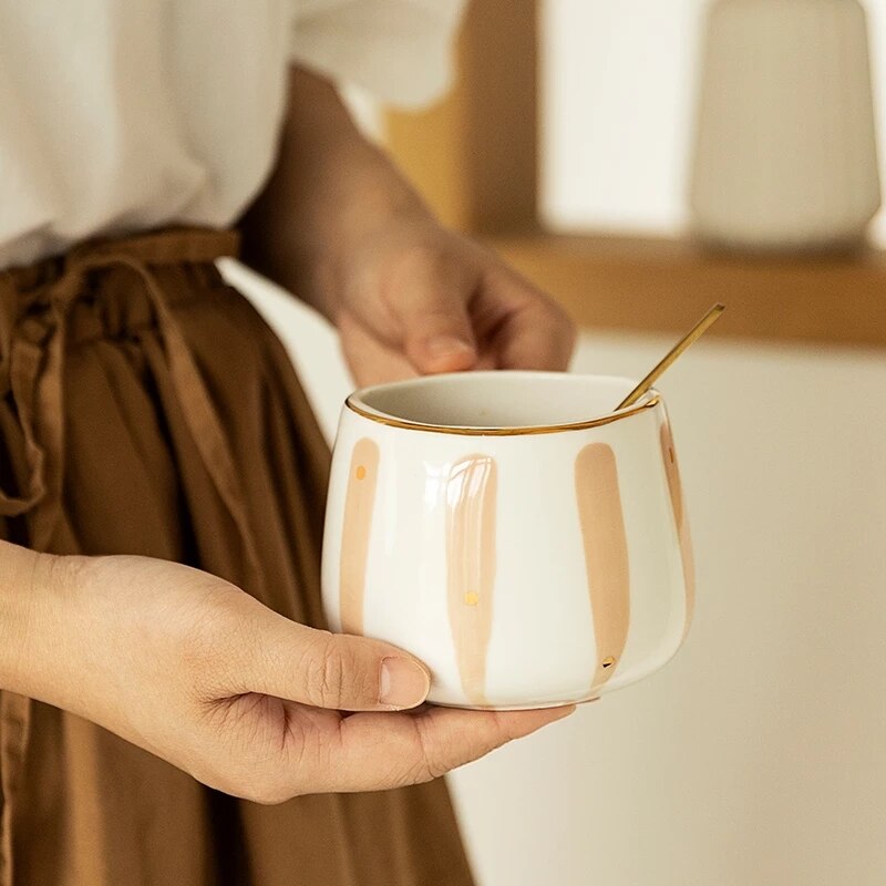 Creatieve Thuis Keramische Mok Licht Luxe Nordic Koffie Mokken Japanse Eenvoudige Water Cup Melk Sap Koffie Paar Paar Kopjes