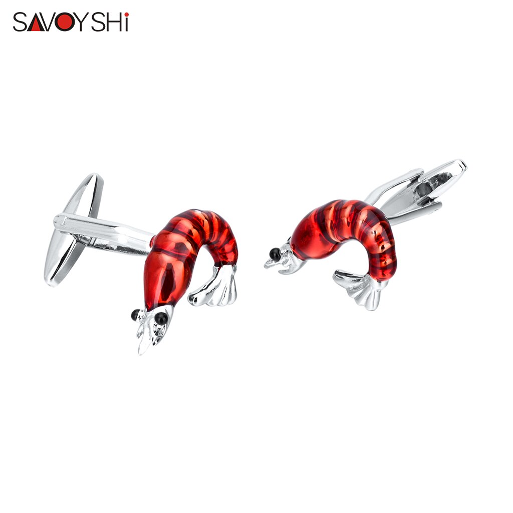 SAVOYSHI Red Enamel Shirt Cufflinks for Mens Cuff buttons Novelty Lobster Model Cuff Links Brand Jewelry