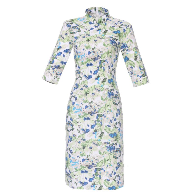 Sheng coco plus size langærmet cheongsam kjole traditionelle kinesiske kjoler liene bomuld vintage qipao tøj