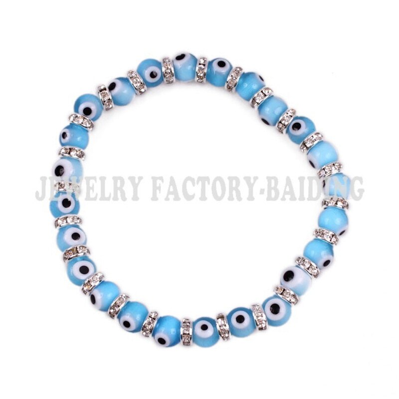 Evil Eye Mode 6Mm Evil Eye Bead Blue Spacer Crystal Armband Voorraad Voor Vrouw Man: 2
