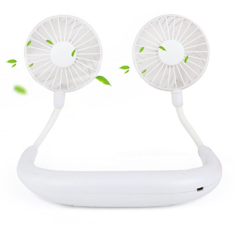 electric fans 3d model Seven colored lights neck hanging usb charging fans for home: Default Title