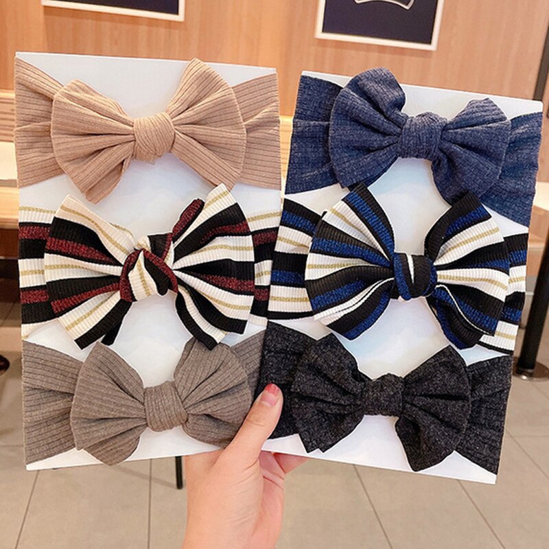 3 Pcs/Set Striped Newborn Baby Headbands Solid Color Soft Elastic Baby Hairbands Headwear Baby Hair Accessories