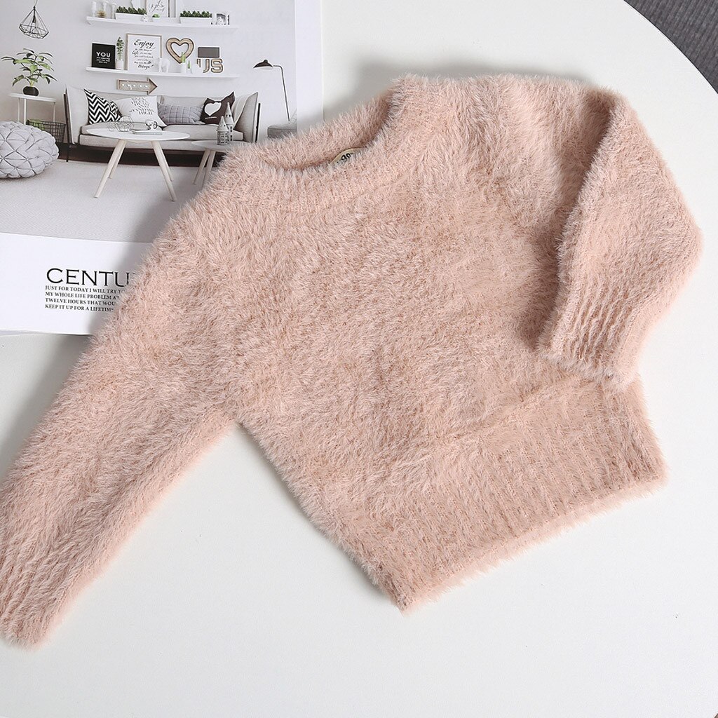 Enfant en bas âge pull enfants bébé garçons fille décontracté solide hiver à manches longues pull haut col en o Polyester enfants vêtements