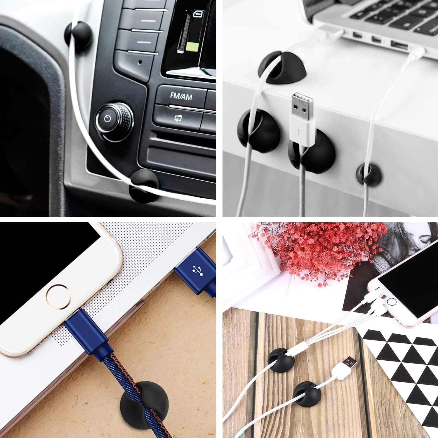 Organizador de cables USB de silicona, bobinador de cables de escritorio, Clips de gestión, soporte de cables para ratón, auriculares, organizador de cables de coche