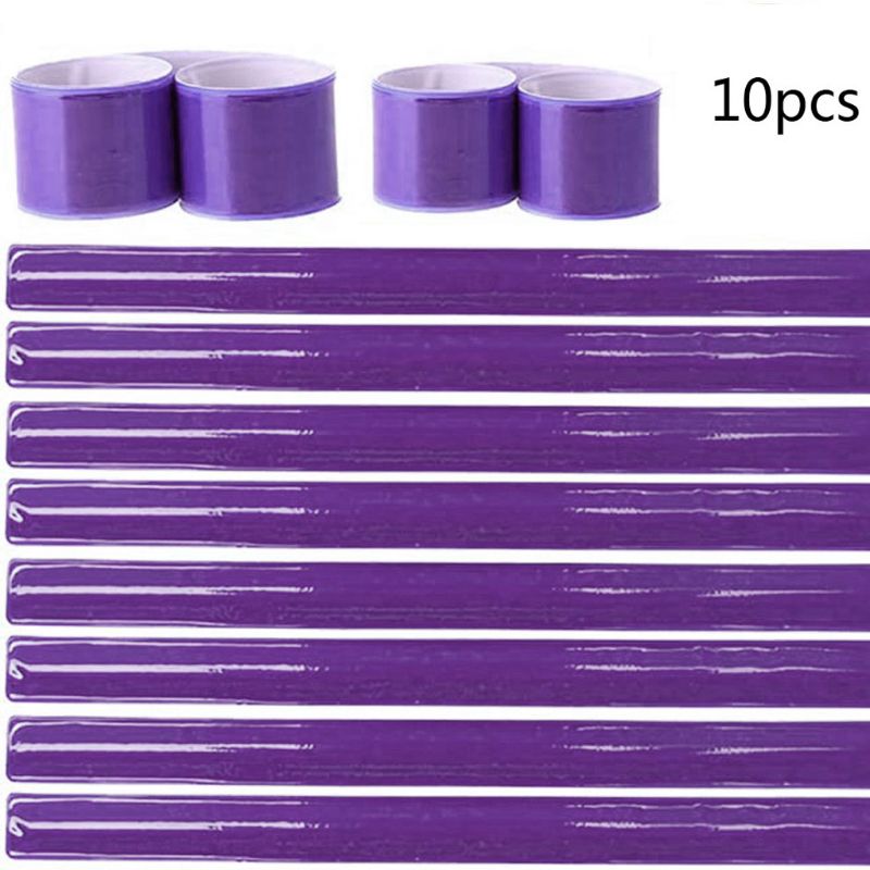 10Pc Visible Safety Running Reflective Wristbands Reflectors Bicycle Bracelets B2QE: Purple