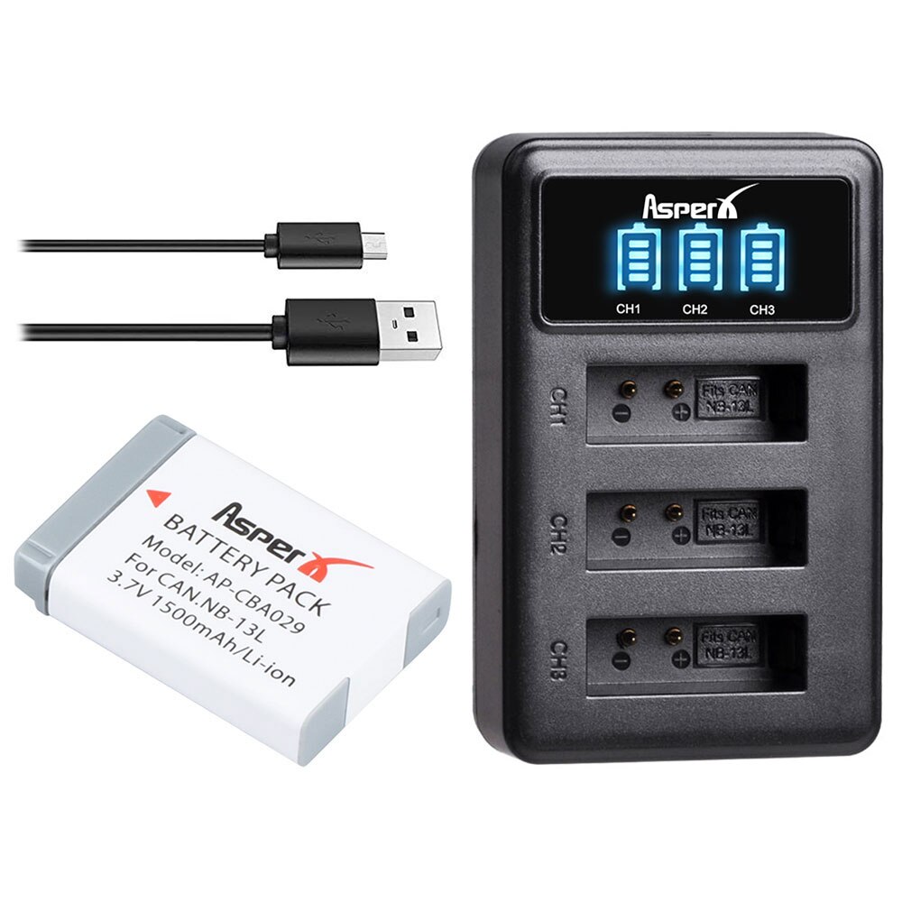 3Pcs 1500mAh NB-13L NB 13L Rechargeable Battery + LED 3-Ports USB Charger for Canon G5X G7X G9X G7 X Mark II SX720 HS Camera: 1B with charger