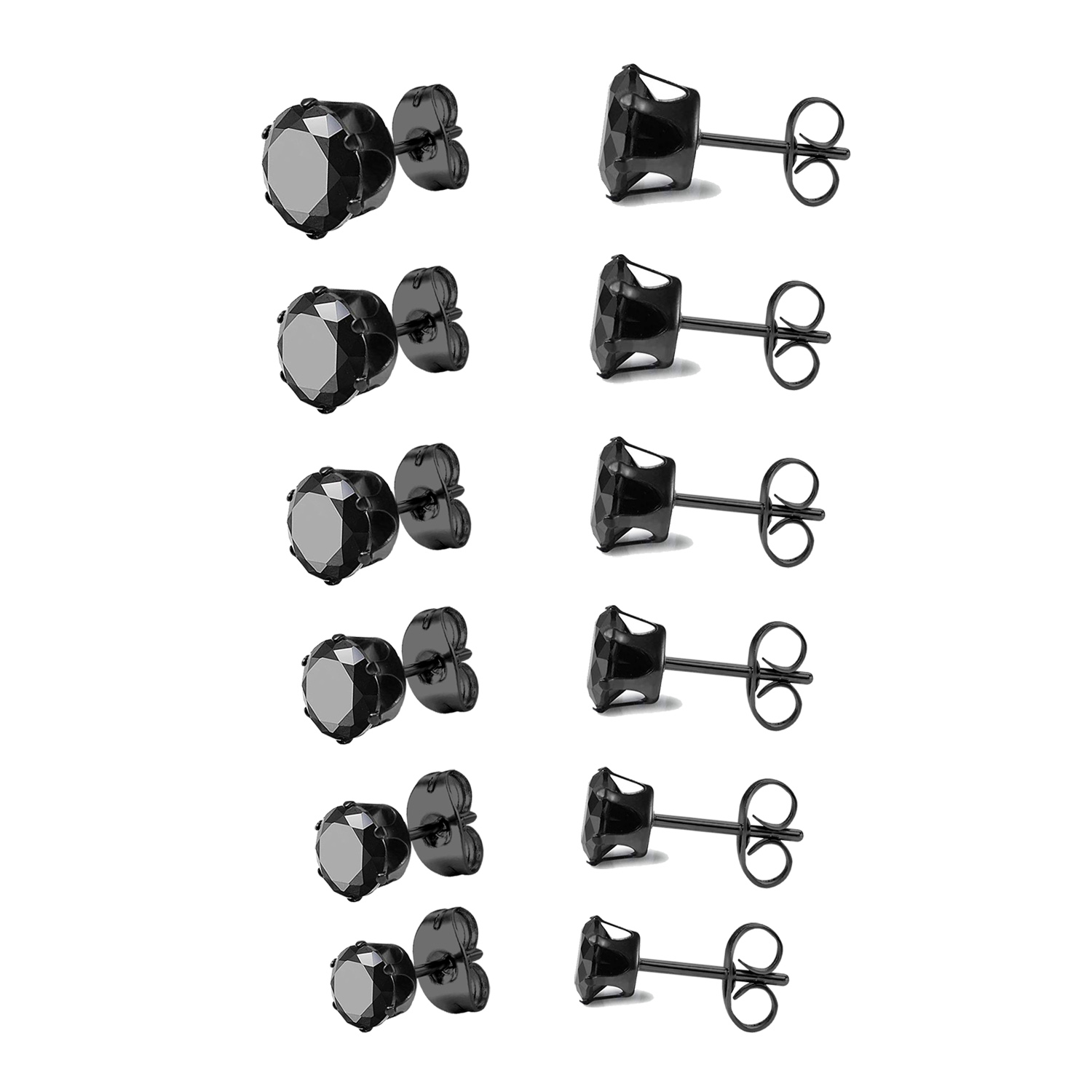 LUXUSTEEL 6 Paare/einstellen CZ Ohrstecker Edelstahl rund weiß Zirkonia hypoallergen 6 Krallen Ohrring trendiger Schmuck: Hellgelb Farbe