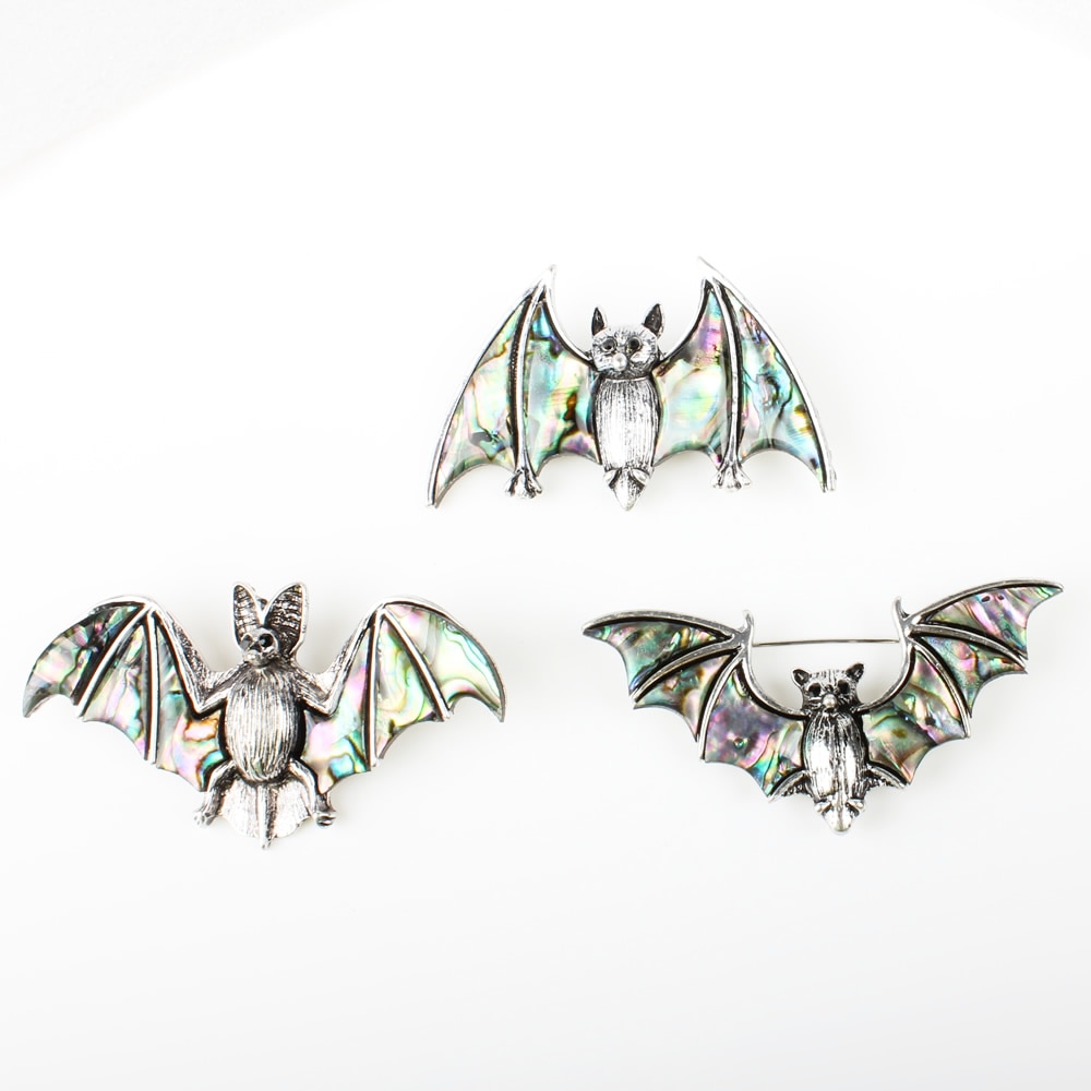 Broche en forme de chauve-souris, d'ormeau naturel, pour la fabrication de bijoux, accessoires, pour hommes et femmes, à la sauvage, bijoux à bricoler soi-même