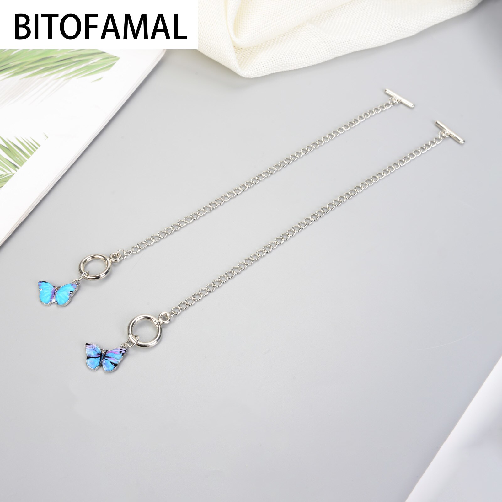 1 pçs azul roxo borboleta pingente pulseira simples palavra fivela corrente pulseira bom presente para mulher esposa filha diário popular